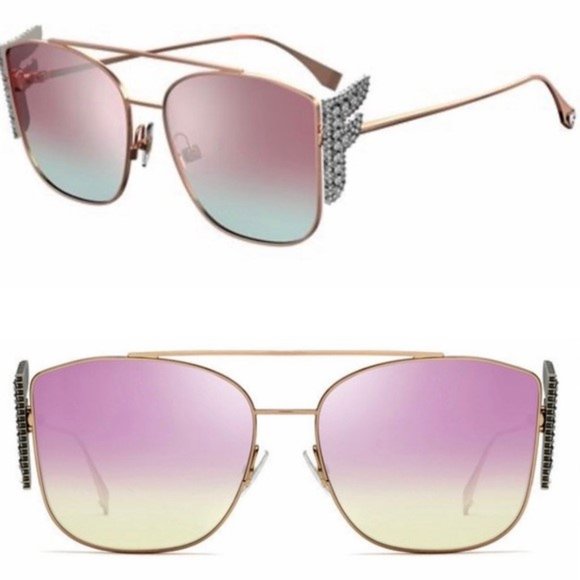 FENDI Irregular Frame Crystal pave sunglasses